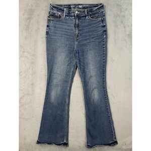 Old Navy Jeans Womens 10 Blue Medium Wash High Rise Flare Smooth Pockets Stretch